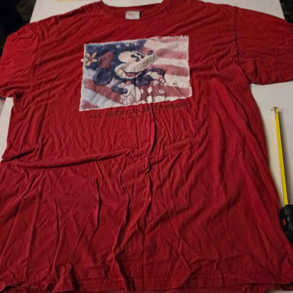 Disney Store Mickey Mouse All American Sweetheart Red Graphic T-Shirt XXL